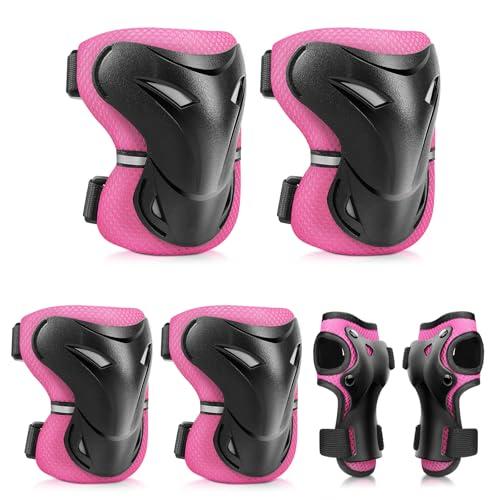 YOOXARMOR Set di Protezioni per Bambini da 3-6-13 Anni, Ginocchiere, Gomitiere, Polsiere Regolabili per Pattini a Rotelle, BMX, Bici,Ciclismo,Skateboard,Pattini in linea,Monopattini[6 Pezzi]