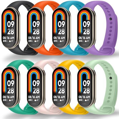 BANGTING 8 Pezzi Cinturino Compatibili con Xiaomi Mi Band 10/9/8, Cinturini di Ricambio per Xiaomi Smart Band 10 Bracciale, Mi Band 9 Braccialetto in TPU (8PCS)