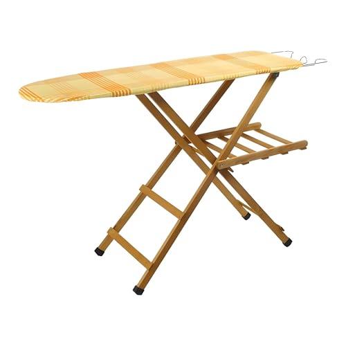 Asse da Stiro, Tavola da Stiro, Regolabile e Pieghevole, Legno Faggio 100%, Salvaspazio, Dimensioni: 35x141,5 x 92h, Leggero (Noce)
