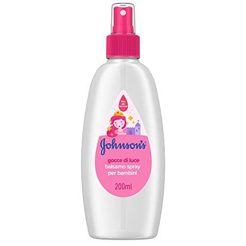 JOHNSON’S Baby, Balsamo Spray per Bambini, Gocce di Luce, Senza Coloranti Solfati Alcol e Sapone, Non Più Lacrime, con Proteine della Seta e Olio di Argan, 200ml
