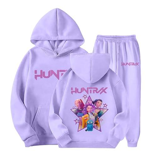 K-Pop D-Demon H-Hunters Tuta Ragazze 2-14 Anni 2 Pezzi Felpa con Cappuccio Stampa e Pantaloni da Jogging Tute da Sportiva Y2K Streetwear Tracksuit per Bambino Maniche Lunghe Completo 𝑯𝒖𝒏𝒕𝒓/𝒙