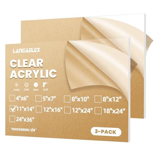 Langaelex 2 Lastre Plexiglass 28x35cm (Spessore 3mm) Lastre Metacrilato Trasparente per Cornice per Foto, Visualizzazione di Progetti, Pittura (11 * 14 pollici)