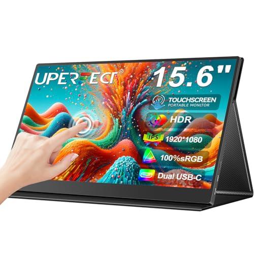 UPERFECT 15,6 Pollici Monitor Portatile Touchscreen, Portable Monitor con VESA 1080P Sottile HDR Schermo da Viaggio con Mini HDMI Schermo per Laptop/PCs/Game Consoles/Telefono