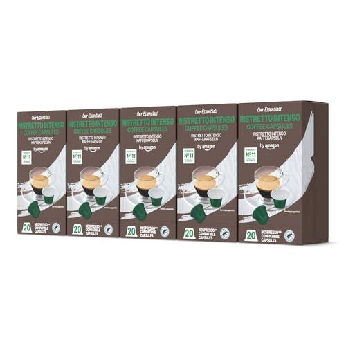 by Amazon Ristretto Intenso Capsule di Caffè Compatibili Nespresso, 100 Capsule (5 Confezioni x 20) - Certificato Rainforest Alliance