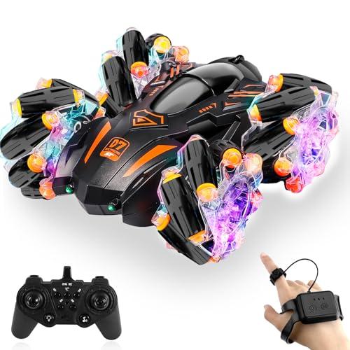 Sheewey Auto Telecomandata, Auto RC a 2,4 Ghz a Doppia Faccia Ruotabile a 360°, con Orologio RC a Riconoscimento Gestuale, Programmabile Automaticamente con un Solo Pulsante per la Dimostrazione