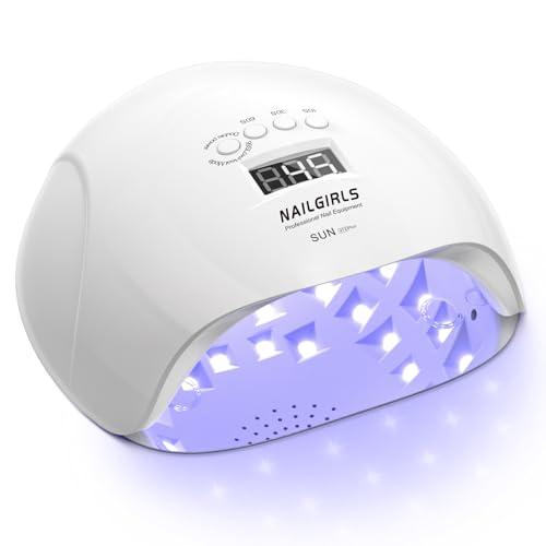 Lampade UV Per Unghie,NAILGIRLS 150W Portatile Lampada per Unghie Asciuga Smalto Fornetto Unghie per Manicure Pedicure,Sensore Di Avvio Automatico Lampada Unghie LED UV,4 Modalità Timer,Display LCD