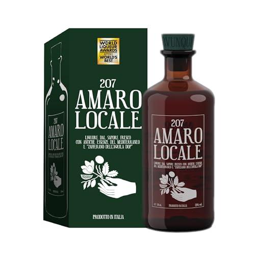 207 Amaro Locale, Miglior Amaro al Mondo 2024, Artigianale con Zafferano DOP e Note Agrumate, Confezione Regalo con Astuccio 23% Vol, 70CL