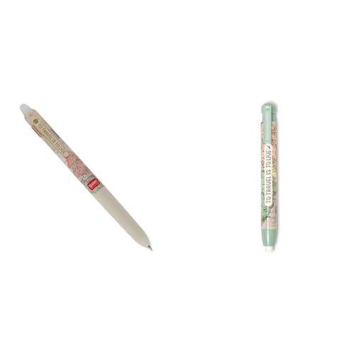 Legami - Penna Gel cancellabile 3 Colori, Ricaricabile, Impugnatura ergonomica, ⌀ Punta 0,5 mm, Tema Travel & Oops! - Gomma a Forma di Penna, Travel