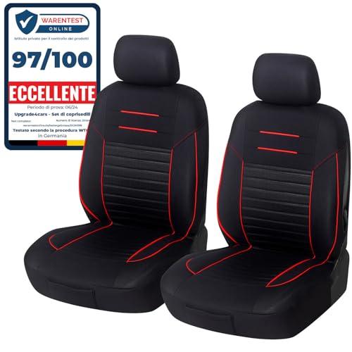 Upgrade4cars Coprisedili Auto Anteriore Universali Nero Rosso | Set Copri-Sedile Universale per Guidatore e Passeggero
