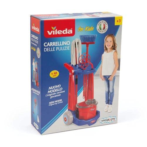Grandi Giochi - Vileda Trolley Pulizie, 4 Accessori Inclusi, h 43cm - VLE02000