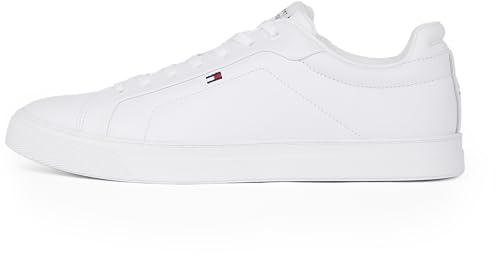 Tommy Hilfiger Uomo Sneakers Court Icon Flag Essential in Pelle, Bianco (White), 43