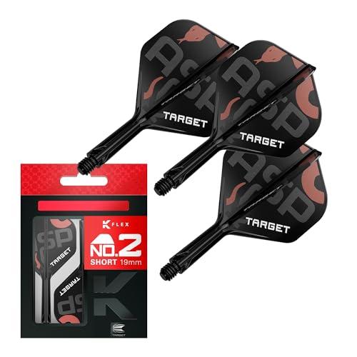 TARGET Darts Nathan Aspinall K Flex Voli e sistema d'albero, No.2 (Corto, 19mm) | Confezione da 3 Kflex All In One Flights, Accessori per freccette Player Edition | Attacco manubrio K-Flex Dart