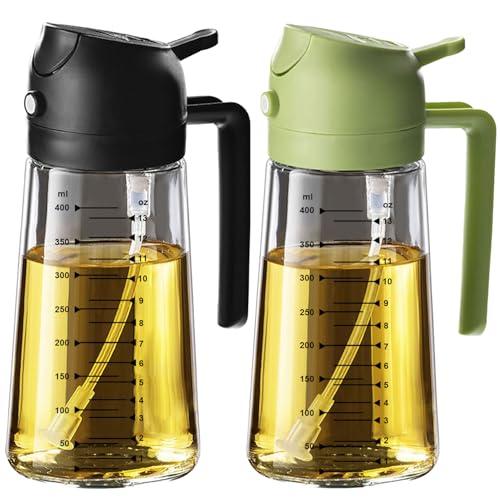TrendPlain Spruzzino Olio per Friggitrice Aria 470ml, Dosatore Olio 2 in 1, Oliera Spray per Cucina, Insalata e Aceto, Accessori Cucina senza BPA - Nero e Verde