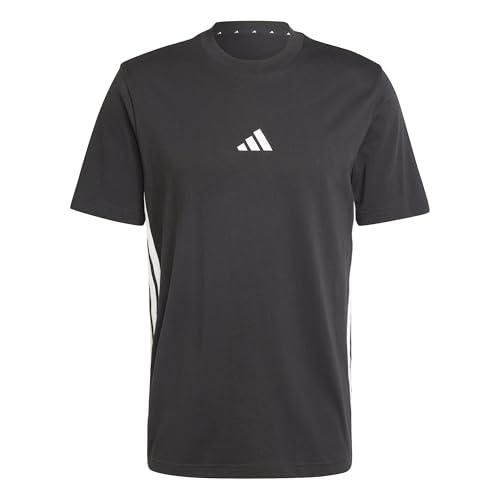 Adidas Homme Essential Three Stripes Single Jersey Tee, Black/White, M
