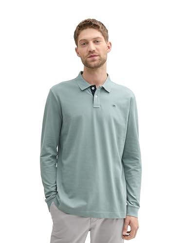 Tom Tailor Polo a Maniche Lunghe da Uomo Basic piqué, 27475 – Grey Mint, 3XL