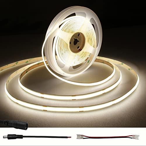 Strisce LED COB 4000K, 5M DC24V Strisce LED Bianco Naturale con 480LED/M, CRI 90+, larghezza 8mm, luci uniformi, luci led COB per camera da letto, decorazioni per la casa (alimentatore non incluso)