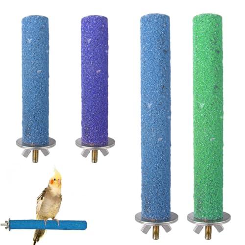 EIHI 4 Pezzi Posatoi, Giochi Trespolo per Uccelli, Accessori Pappagallo, Giocattoli di Masticare, Piattaforma Pulizia Zampa