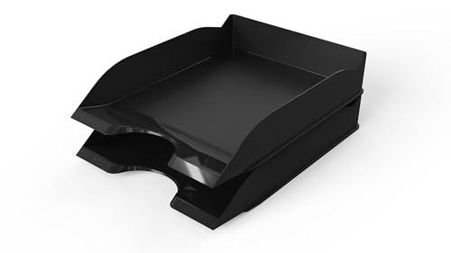 Durable Vaschette portadocumenti da scrivania BASIC A4, vaschette portadocumenti ufficio impilabili, rientranza frontale, 6 pezzi, nero, 1701674060