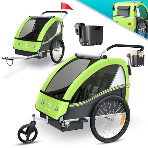 KESSER® Rimorchio per bambini da bicicletta Sport-RX 2 in 1 - funzione jogging - rimorchio porta-bambini + cintura di sicurezza a 5 punti - ruota anteriore girevole a 360°