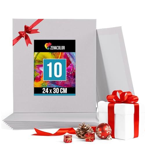 Zenacolor Set di 10 Tele per Dipingere - 100% Cotone Senza Acidi - Tela per Dipingere 24x30 cm - Tutti i Tipi di Pittura su Tela