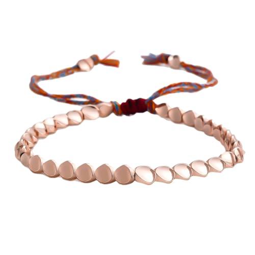 FUHAMJ Bracciale Tibetano in Rame Puro Fatto a Mano Regolabile, Bracciale Uomo e Donna Portafortuna ed Energia Positiva, Gioiello Benessere Naturale per Equilibrio Energetico – 1 Pezzo