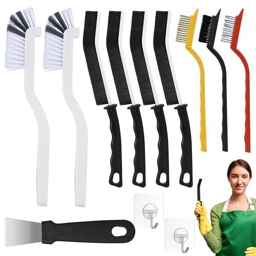 Spazzola per la pulizia,12 pezzi Kit Spazzola Pulizia Fessure Delle Fessure Con Setole Dure,Spazzola Multifunzionale Per La Pulizia Delle Fessure, Essenziale per la casa, Strumenti per la pulizia del