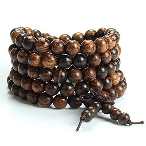 Epoch World 8MM Gioielli Braccialetto Perle di Legno Bracciale Rosario tibetano buddista elastico Collana bracciali 108 Perline Bracciale uomo donna