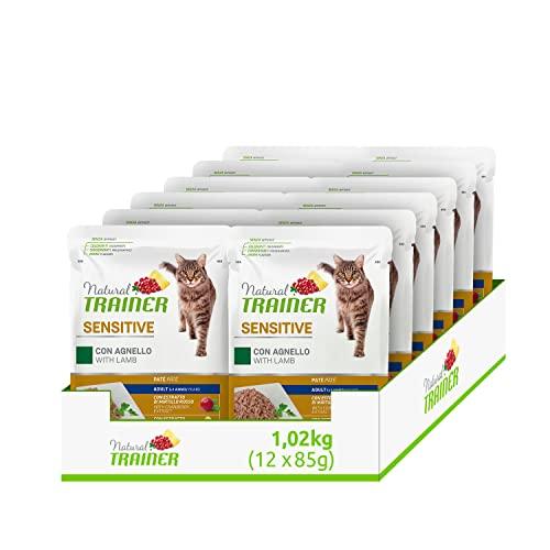 Natural Trainer Sensitive Adult Cibo Umido per Gatti con Agnello 12 buste x 85 g - 1020 gr