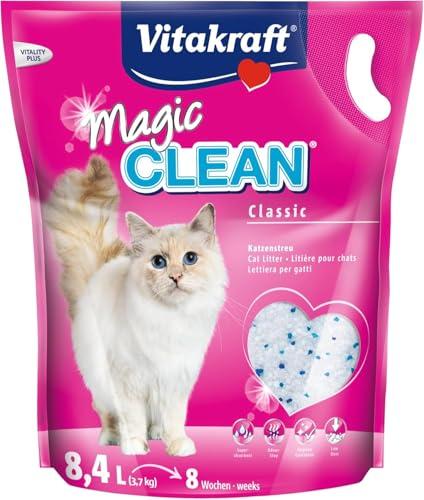 Vitakraft Magic Clean Classic, lettiera per gatti non agglomerante, a base di sfere minerali, azione antibatterica, a basso rilascio di polvere, sufficiente per 8 settimane (1x 8,4l)