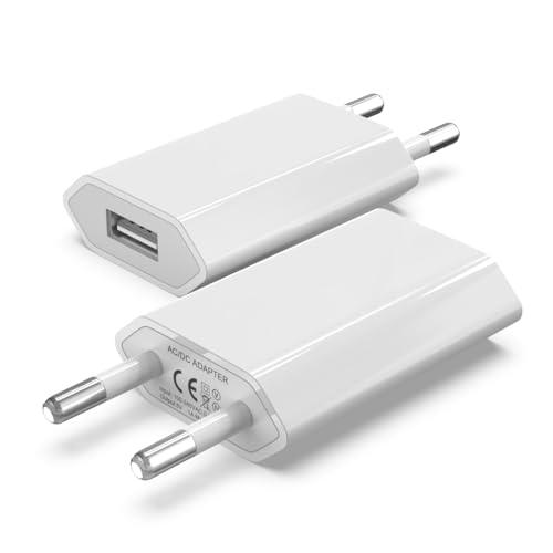 2 Pezzi Universale Caricatore USB da Muro, 5V 1A Caricabatterie Alimentatore Compatibile con i Phone XS Max XR X 8 7 6 6s 5S Plus, I Pad mini, I Pod, Android, Xiaomi, Samsung, Huawei
