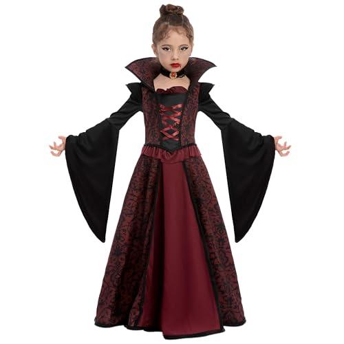 Spooktacular Creations Royal Vampire Costume Set for Girls Halloween Dress Up Party, Role-Playing, Carnival Cosplay, Vampire-Themed Party (Medium (8-10 yrs))