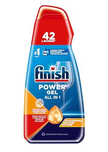 Finish Powergel, Gel Detersivo per Lavastoviglie Liquido, 42 Lavaggi, 940ml, Antiodore, Multiazione
