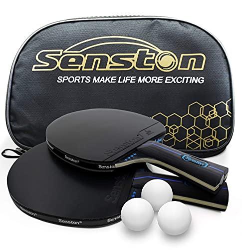 Senston Racchette Ping Pong e Palline, Set Da Ping Pong Professionale 2 Racchette Da Ping Pong e 3 Palline Ping Pong