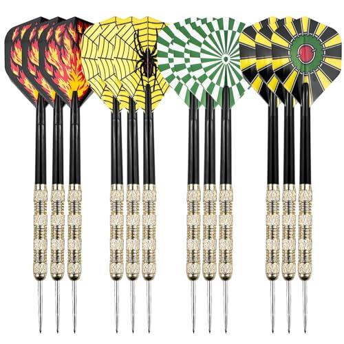 WinGluge 12 Pezzi Freccette in Metallo, Freccette Punta Acciaio 14 Grammi, Freccette Steel Professionali, Set di Darts per Principianti, per Bersaglio Freccette, Sala Giochi, Sbarra