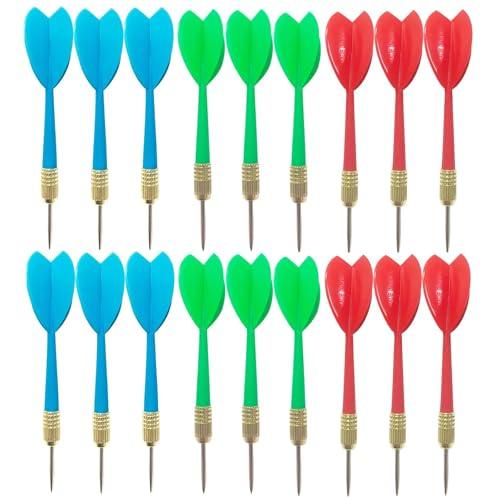 WERIGONI Set di Freccette da 18 Pezzi con Punta in Acciaio Freccette con Punta in Acciaio Freccette Punta Plastica Freccette per Allenamento e Intrattenimento