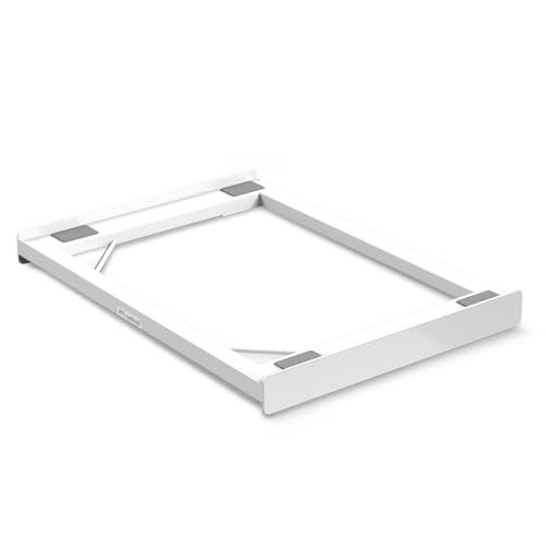 Meliconi Base Torre Slim L45, Kit di Sovrapposizione Lavatrice Asciugatrice Universale per ELETTRODOMESTICI SLIM, premontato, Cinghia di Sicurezza con Fibbia in Metallo Inclusa, Portata 250 Kg, Bianco
