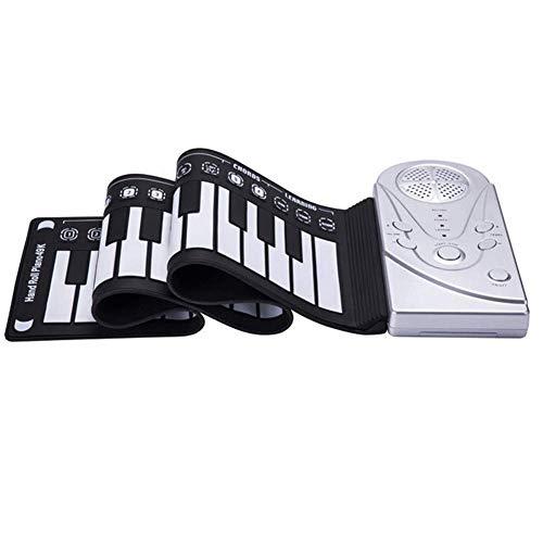 Yangers - Tastiera elettrica arrotolabile con altoparlante, digitale, pieghevole, con ritmo tamburo, tasti di apprendimento per bambini e principianti, colore: argento