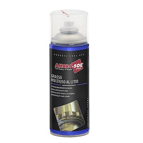 Ambro-Sol - G001 Grasso Spray Multiuso al Litio, Lubrificante per Tutti i Giorni e per Tutti gli Usi, Bomboletta Spray in Banda Stagnata 100% Riciclabile all'Infinito da 400 ml
