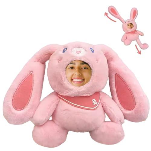 Portachiavi personalizzato in peluche animale - Regalo in peluche animale personalizzabile con una foto del vostro viso! - coniglio