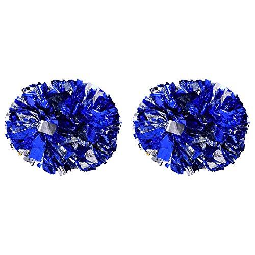 Dilwe Cheerleader Pom Poms, 1 Paio di 8 Colori di plastica di qualità Cheerleader Aerobica Mano Fiore Palla per i Giochi Scuola di Sport Competizione(Argento + Blu)