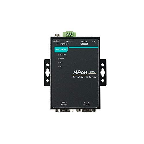 Moxa NPort 5210A - Serial Server (12-48, Nero, Blu, Metallo, 0-55°C,-40-75°C, 5-95%)