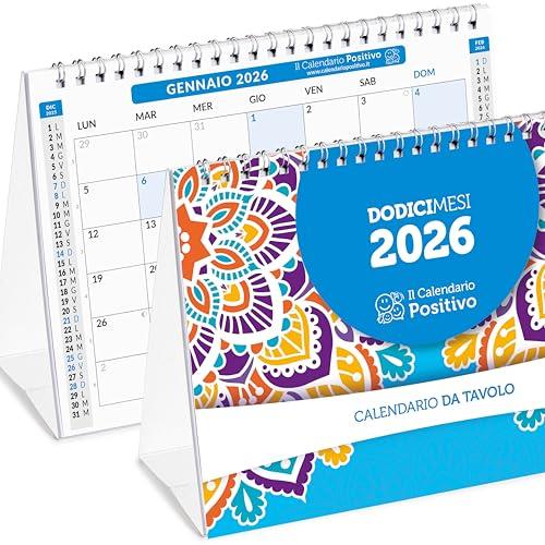 Calendario da Tavolo 2026 a Caselle Positivo | In Carta Ecosostenibile NON Patinata - Ideale per segnare Appuntamenti-Impegni | Calendario da Scrivania Ufficio | Cm 21x15 | 28 Facciate con Mesi Doppi