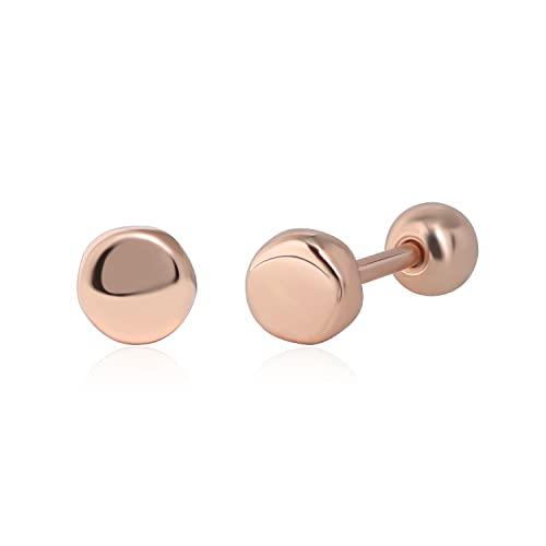Meissa Orecchini Acciaio Chirurgico a sfera a vite in argento 925 Set Orecchini donna per uomo bambina unisex Piercing Orecchio anallergici (01_Oro rosa (cerchio 3,6 mm))
