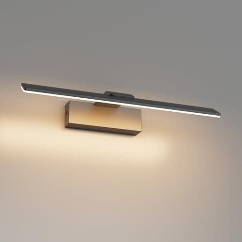 Klighten Luci Specchio Bagno Led 40cm, 12W 1100 Lumen, IP44 Applique, Lampada da Specchio Moderno in Alluminio, 60 LEDs, Bianco Caldo 3000K, Nero