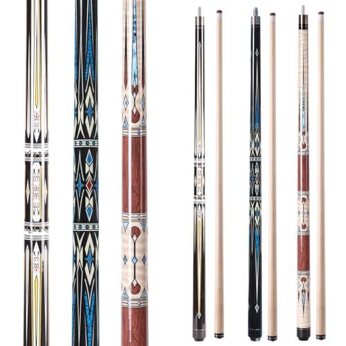 Teekerwang 1/2 Pool Cue Stick - 58 inch Maple Billiard Pool Stick, Maple Pool Cue Stick Kit, 2-Piece Billiard Pool Cue Stick Set(with Cue Bag & Glove) (3 PCS)