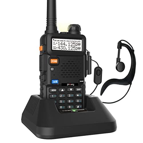 Walkie Talkie 5R Dual Band VHF/UHF Ricaricabile Radio Bidirezionale con 128 Canali VOX Caricatore USB Lunga Distanza Due Vie Radio (Nero)