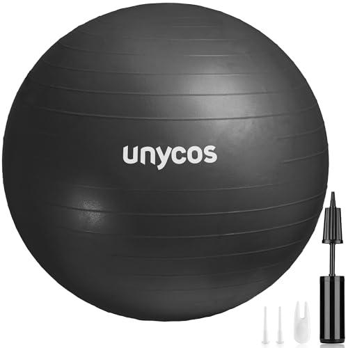 unycos - Palla Fitness Antiscivolo 75 cm con Pompa, Fitball Anti-Scoppio【Supporta 300 kg】per Pilates, Yoga, Ginnastica, Gravidanza, Esercizi di Equilibrio, Addominali e Spalle (Grigio con Logo)
