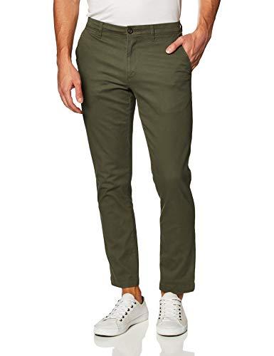 Amazon Essentials Pantaloni Chino Elasticizzati Casual vestibilità Aderente Uomo, Verde Oliva, 33W / 34L