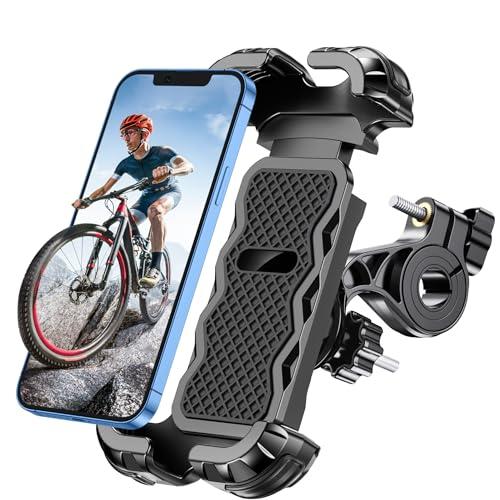 Glangeh Porta Cellulare Bici, Blocco di Sicurezza Antivibrante Porta Cellulare Moto, Supporto Telefono Bici 360° Rotabile Compatibile con iPhone 16 15 14 PRO, Galaxy, 4.7''-6.8
