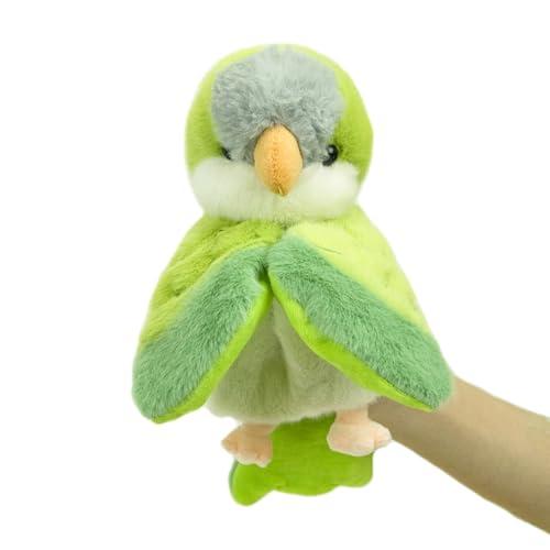 RLOMUTE Pappagallo monaco Marionetta da Mano Peluche Carino Divertente Coccolone Animale Giocattolo per Gioco di Ruolo Prescolare Regali di Compleanno Bambini Ragazze Giochi Interattivi verde